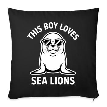 Paroles du Lion de Mer Cadeau drôle du Lion de mer - Housse de coussin décorative 45 x 45 cm - noir - Devant