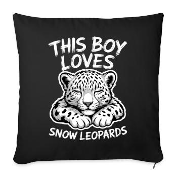 Dictions du léopard des neiges Cadeau mignon du léopard des neiges - Housse de coussin décorative 45 x 45 cm - noir - Devant