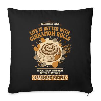 La vie du petit-déjeuner est meilleure avec des roulés à la cannelle - Housse de coussin décorative 45 x 45 cm - noir - Devant