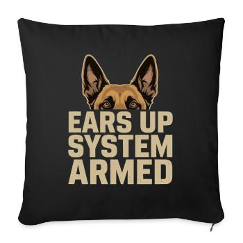 Ears Up System Armed Belgian Malinois - Sofa pillowcase 17,3'' x 17,3'' (45 x 45 cm) - black - Front