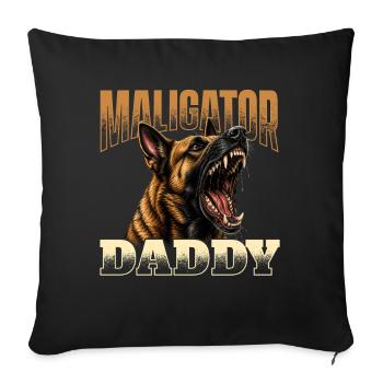 Papa malligator Papa Malinois Belge - Housse de coussin décorative 45 x 45 cm - noir - Devant