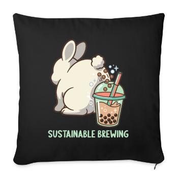 Bubble Tea Boba Drôle de Lapin mignon - Housse de coussin décorative 45 x 45 cm - noir - Devant