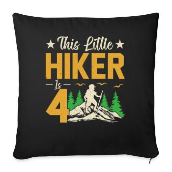 Randonnée des enfants 4e anniversaire aventure randonnée enfants - Housse de coussin décorative 45 x 45 cm - noir - Devant