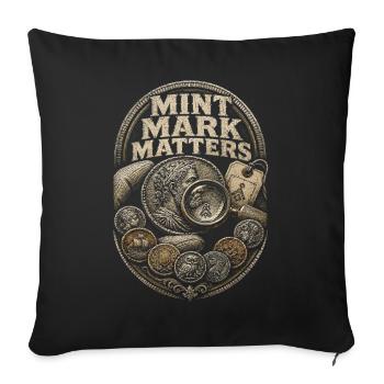 Collectionneur de pièces, Numismatique, Marks de la Monnaie Importance - Housse de coussin décorative 45 x 45 cm - noir - Devant