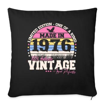 Cadeau d’anniversaire vintage 1976 50 ans rétro - Housse de coussin décorative 45 x 45 cm - noir - Devant