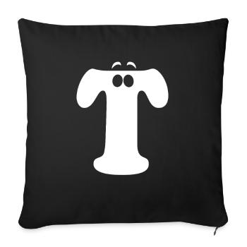 Large T Style Print | Letter T Funny T Logo - Sofa pillowcase 17,3'' x 17,3'' (45 x 45 cm) - black - Front