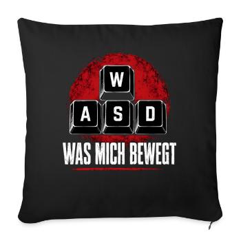  ASDF Was Mich Bewegt Tastatur Gamer Computer Nerd - Sofakissenbezug 45 x 45 cm - Schwarz - Vorne