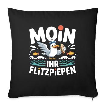 Moin Ihr Flitzpiepen Norddeutsch Hamburg Büro Moin - Sofakissenbezug 45 x 45 cm - Schwarz - Vorne