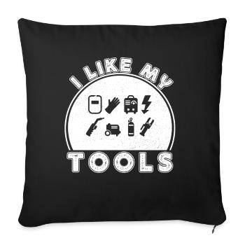J’aime mes outils - Silhouette des outils de métallurgie - Housse de coussin décorative 45 x 45 cm - noir - Devant