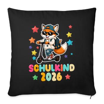 Einschulung Schulkind 2026 Junge Mädchen Fuchs - Sofakissenbezug 45 x 45 cm - Schwarz - Vorne