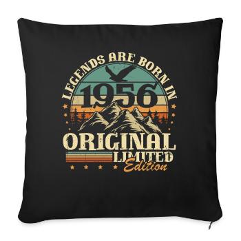 Cadeau d’anniversaire Legends 1956 Vintage 70 - Housse de coussin décorative 45 x 45 cm - noir - Devant