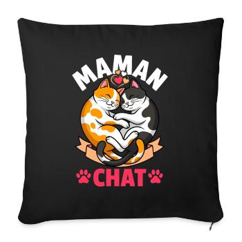 Maman Chat Chats Mignons Cadeau Fête des Mères - Housse de coussin décorative 45 x 45 cm - noir - Devant