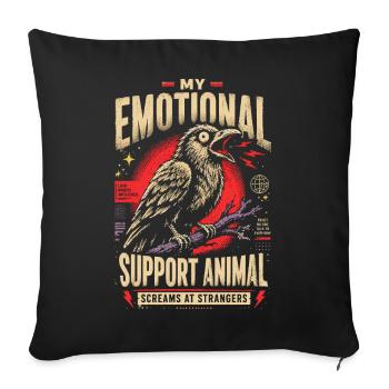 Soutien émotionnel crie Raven - Housse de coussin décorative 45 x 45 cm - noir - Devant