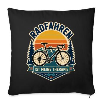 Radfahren ist meine Therapie – Retro Bergtour - Sofakissenbezug 45 x 45 cm - Schwarz - Vorne