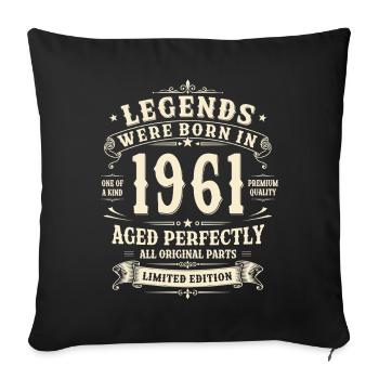 Cadeau pour son 65e anniversaire 1961 Homme Vintage Rétro - Housse de coussin décorative 45 x 45 cm - noir - Devant