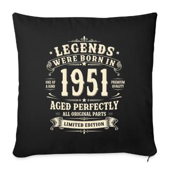 75th Birthday Gift 1951 Man Vintage Retro - Sofa pillowcase 17,3'' x 17,3'' (45 x 45 cm) - black - Front