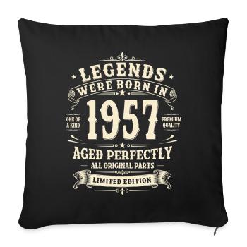 Cadeau pour son 69e anniversaire 1957 Homme Vintage Rétro - Housse de coussin décorative 45 x 45 cm - noir - Devant