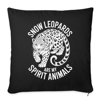 Dictions du léopard des neiges Cadeau mignon du léopard des neiges - Housse de coussin décorative 45 x 45 cm - noir - Devant
