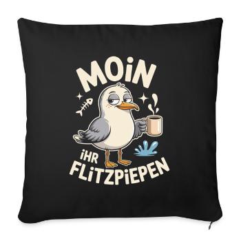 Moin Ihr Flitzpiepen Norddeutsch Hamburg Büro Moin - Sofakissenbezug 45 x 45 cm - Schwarz - Vorne