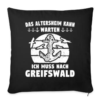 Greifswald Sprüche Greifswalder - Sofakissenbezug 45 x 45 cm - Schwarz - Vorne