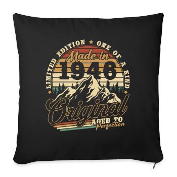 Cadeau d’anniversaire vintage vintage rétro 1946 - Housse de coussin décorative 45 x 45 cm - noir - Devant