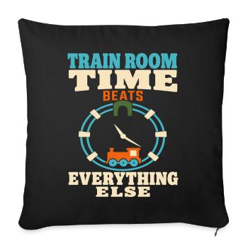 Zugzimmer Modellbahn Modellbahn Papa Geschenk - Sofakissenbezug 45 x 45 cm - Schwarz - Vorne