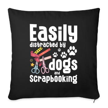 Chiens et albums de repas - Housse de coussin décorative 45 x 45 cm - noir - Devant