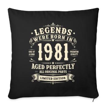 Cadeau pour le 45e anniversaire 1981 Homme Vintage Rétro - Housse de coussin décorative 45 x 45 cm - noir - Devant