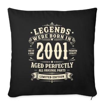 Cadeau pour le 25e anniversaire 2001 Homme Vintage Rétro - Housse de coussin décorative 45 x 45 cm - noir - Devant