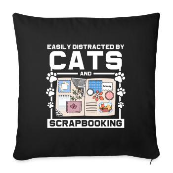 Chats et scrapbooking - Housse de coussin décorative 45 x 45 cm - noir - Devant