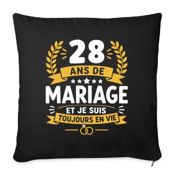 28 Ans de Mariage Toujours en Vie - Housse de coussin décorative 45 x 45 cm - noir - Devant