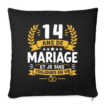 14 Ans de Mariage Toujours Vivants - Housse de coussin décorative 45 x 45 cm - noir - Devant
