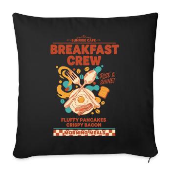 Équipe du petit-déjeuner, brunch drôle, café, pancakes, nourriture - Housse de coussin décorative 45 x 45 cm - noir - Devant