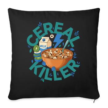 Petit-déjeuner : brunch drôle, café, céréales, nourriture tueuse - Housse de coussin décorative 45 x 45 cm - noir - Devant