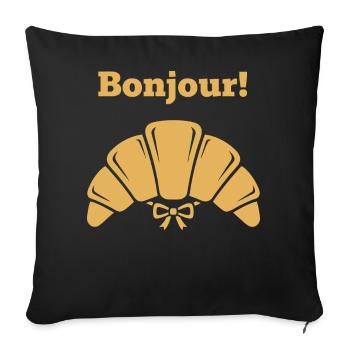 Breakfast Bonjour Funny Brunch Coffee Pancake - Sofa pillowcase 17,3'' x 17,3'' (45 x 45 cm) - black - Front