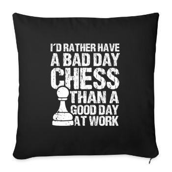 Échiquier des joueurs d’échecs - Housse de coussin décorative 45 x 45 cm - noir - Devant