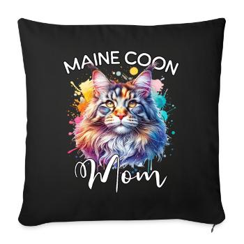 Maman Maine Coon - Housse de coussin décorative 45 x 45 cm - noir - Devant