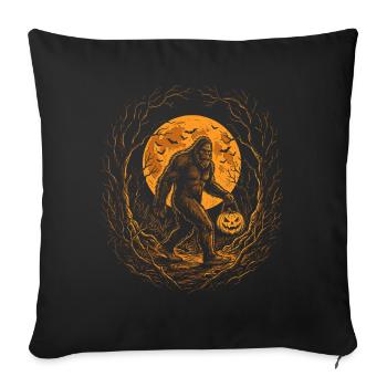 Halloween, Bigfoot, Lune, Citrouille - Housse de coussin décorative 45 x 45 cm - noir - Devant