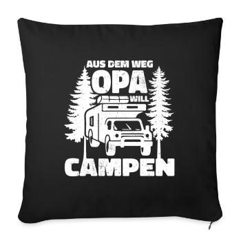 Aus dem Weg Opa campt - Sofakissenbezug 45 x 45 cm - Schwarz - Vorne