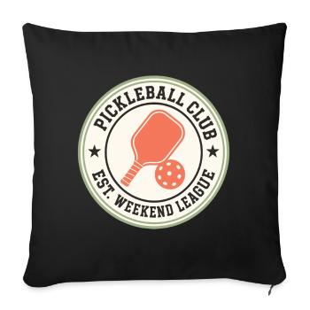 Insigne de Pickleball de la Ligue du Week-end - Housse de coussin décorative 45 x 45 cm - noir - Devant