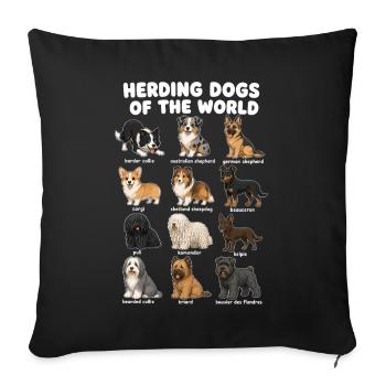 Chiens de troupeau Races Mignons Chiens - Housse de coussin décorative 45 x 45 cm - noir - Devant