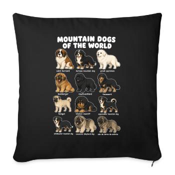 Les chiens de montagne racent des chiots mignons - Housse de coussin décorative 45 x 45 cm - noir - Devant