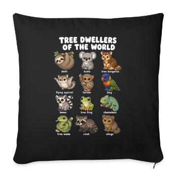 Table de dessins animés mignonne des habitants des arbres - Housse de coussin décorative 45 x 45 cm - noir - Devant