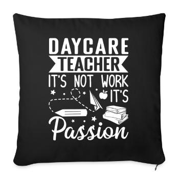 Enseignante de maternelle Pas passionnée Enseignante de garderie - Housse de coussin décorative 45 x 45 cm - noir - Devant