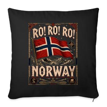 Rock Roll Norvège Norvège Montagnes du drapeau viking - Housse de coussin décorative 45 x 45 cm - noir - Devant
