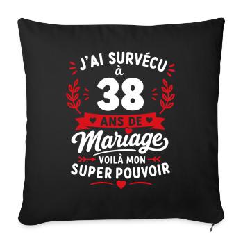 Survécu à 38 ans de mariage - Housse de coussin décorative 45 x 45 cm - noir - Devant