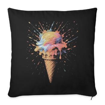 Cornet de Glace Multicolore Splash Ar - Housse de coussin décorative 45 x 45 cm - noir - Devant