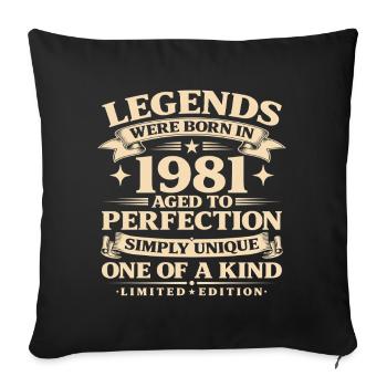 Born in 1981 Simply unique - Sofa pillowcase 17,3'' x 17,3'' (45 x 45 cm) - black - Front
