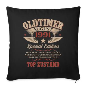 35. Geburtstag Geschenk Mann Oldtimer 1991 August - Sofakissenbezug 45 x 45 cm - Schwarz - Vorne