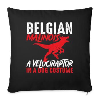 Costume de Vélociraptor Malinois Belge - Housse de coussin décorative 45 x 45 cm - noir - Devant
